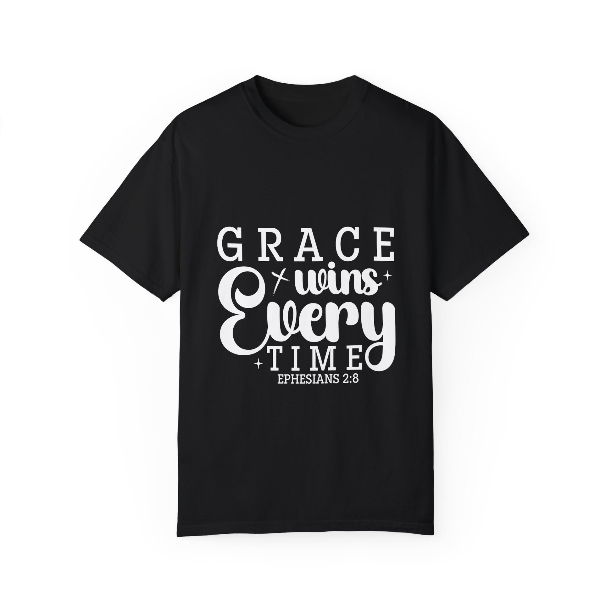 Inspirational Grace Wins T-Shirt - Unisex Garment-Dyed Tee - Christian Shirts and More