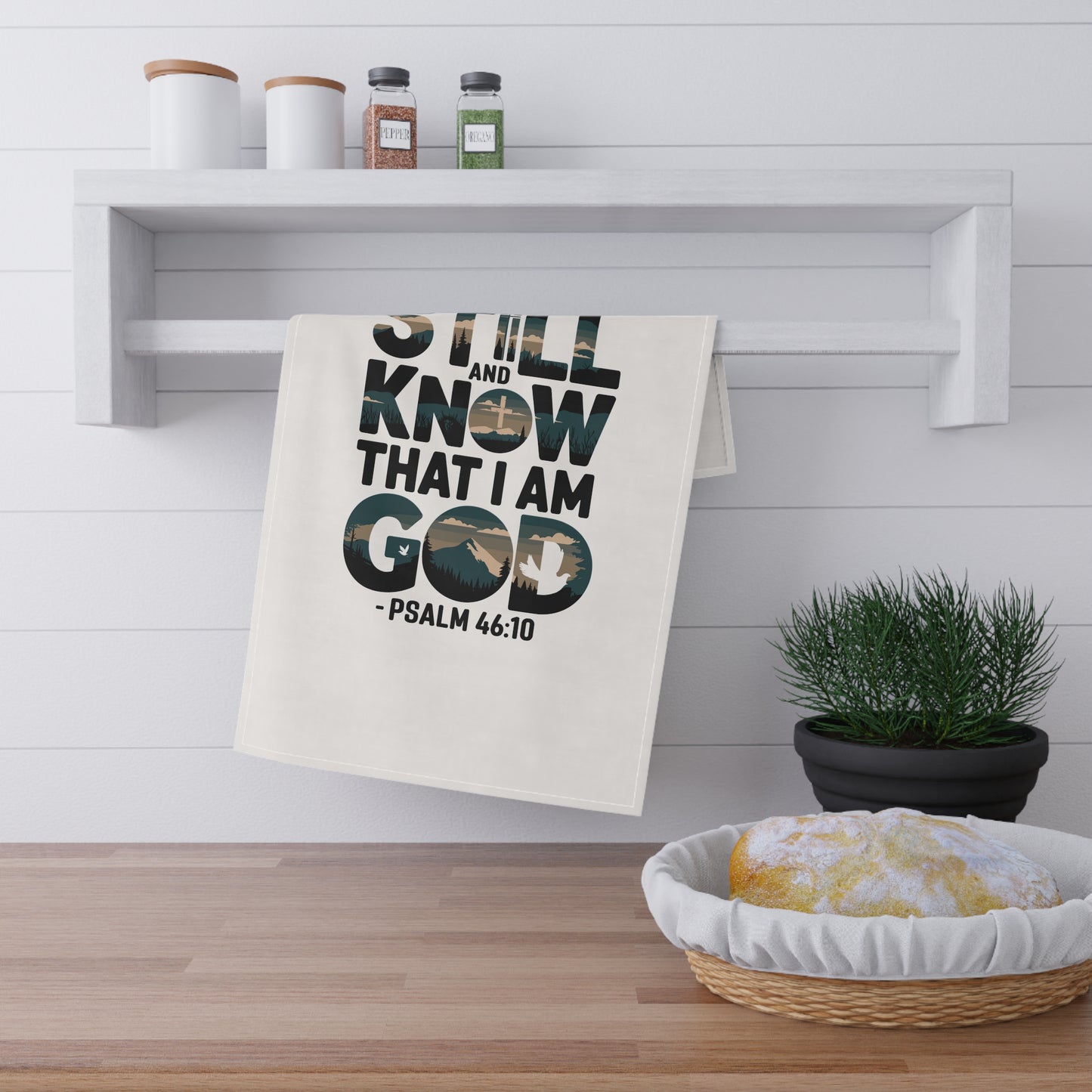 Inspirational Tea Towels - Psalm 46:10, Motivational Kitchen Decor