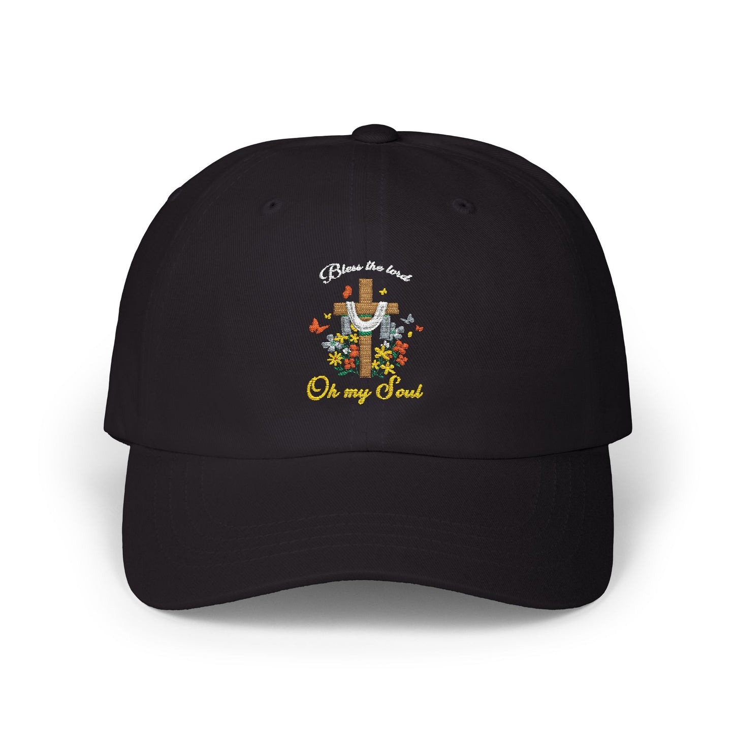 Floral Dad Cap with 'Bless the Lord, Oh My Soul' Embroidery