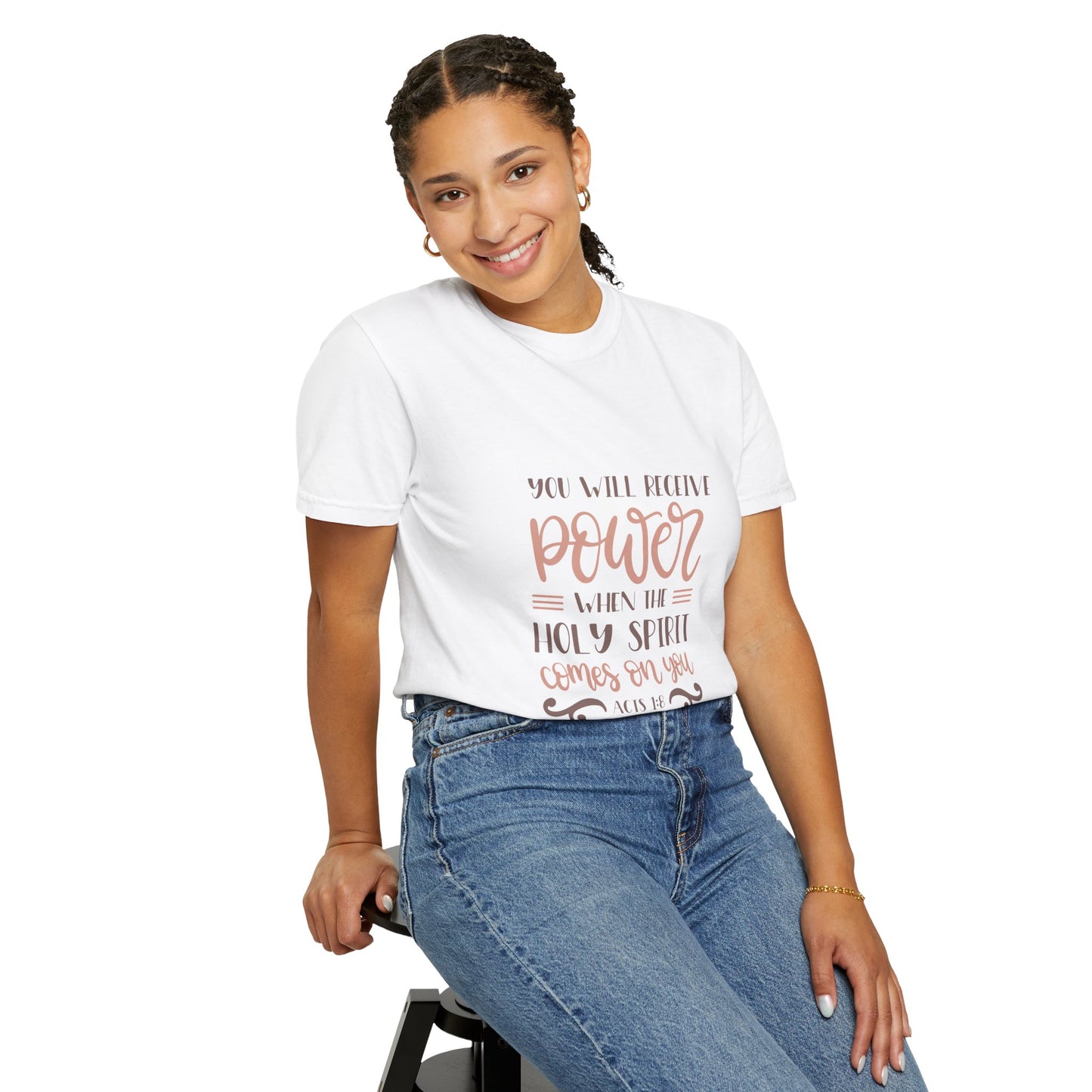 Unisex Garment-Dyed T-Shirt - 'Power When the Holy Spirit Comes' - Inspirational Faith Apparel
