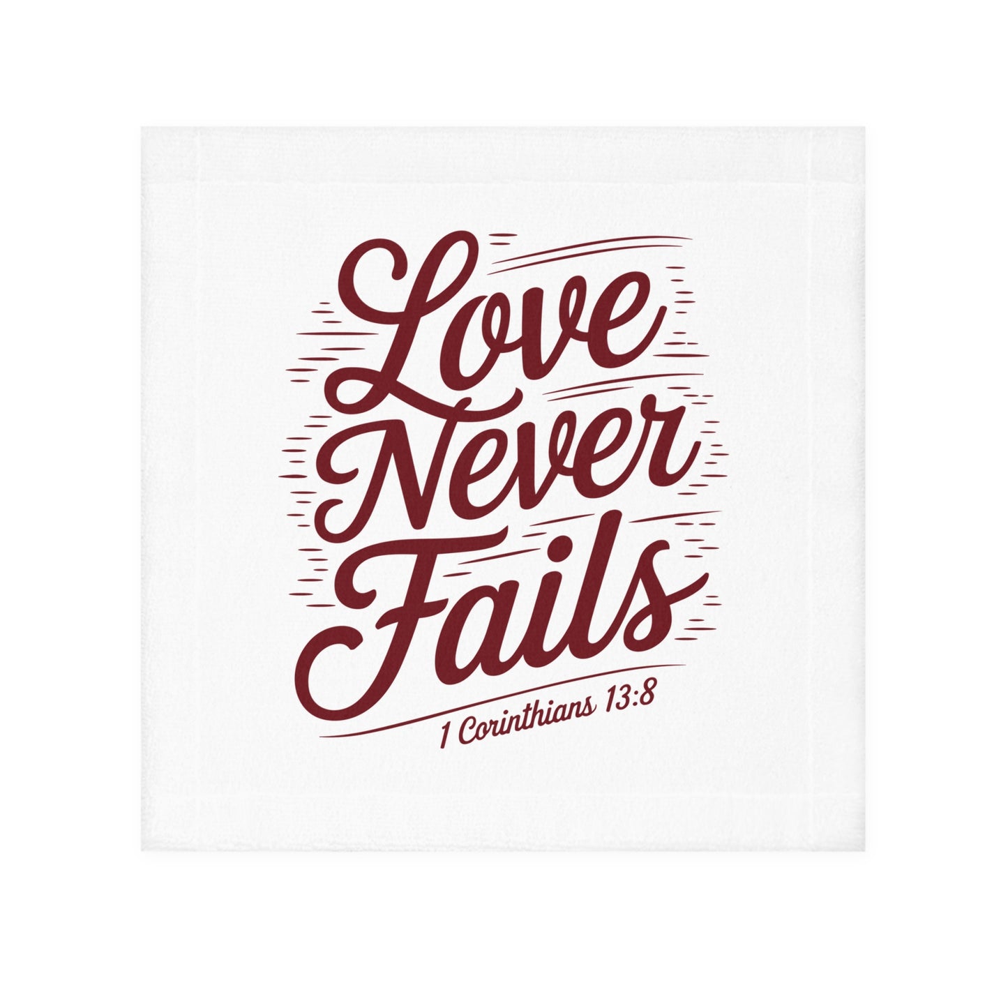 Inspirational Face Towel - 'Love Never Fails' - Perfect for Gifts and Home Decor