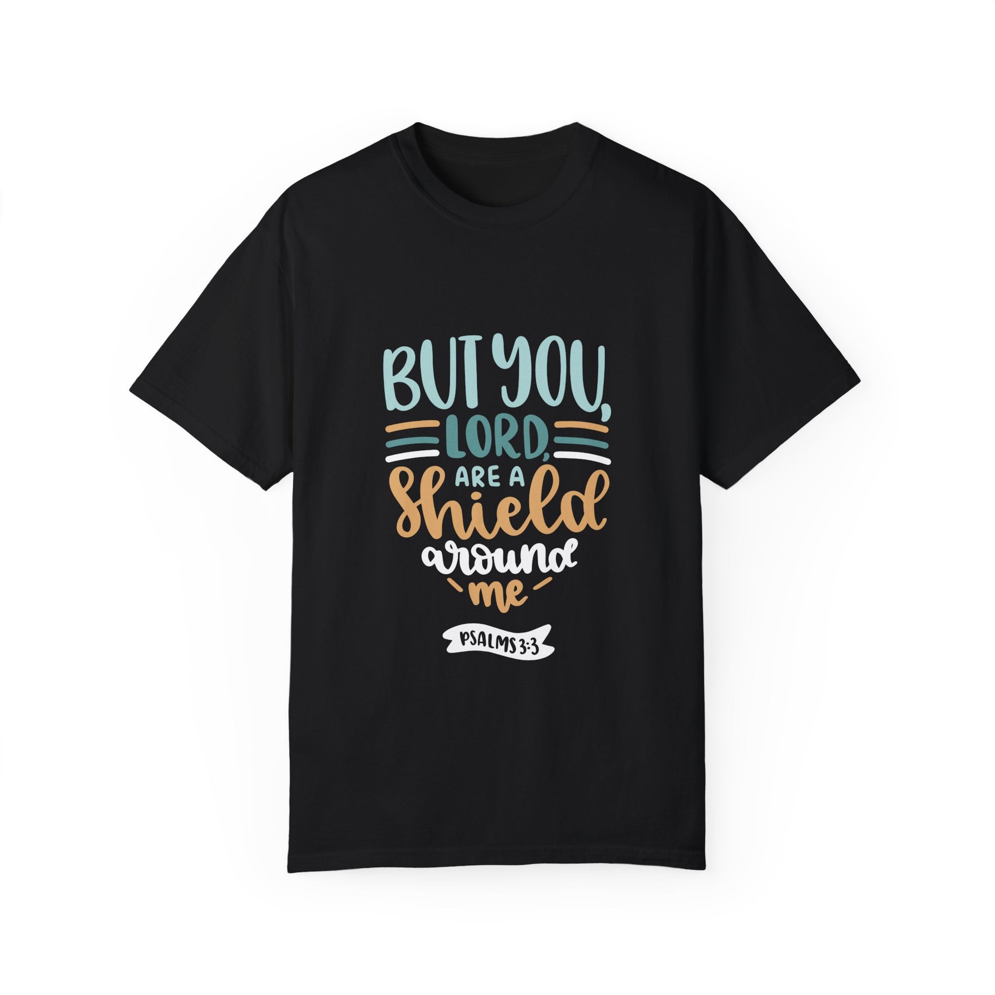 Inspirational Shield T-Shirt - Psalm 33 Design - Christian Shirts and More