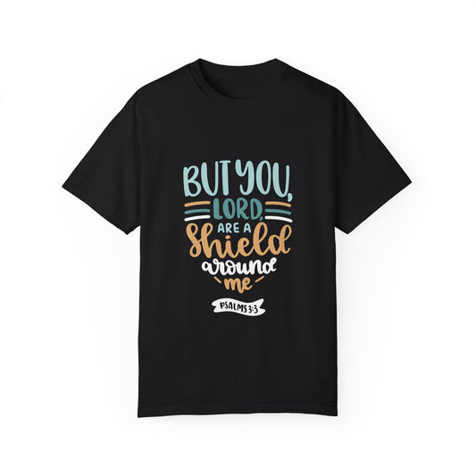 Inspirational Shield T-Shirt - Psalm 33 Design - Christian Shirts and More