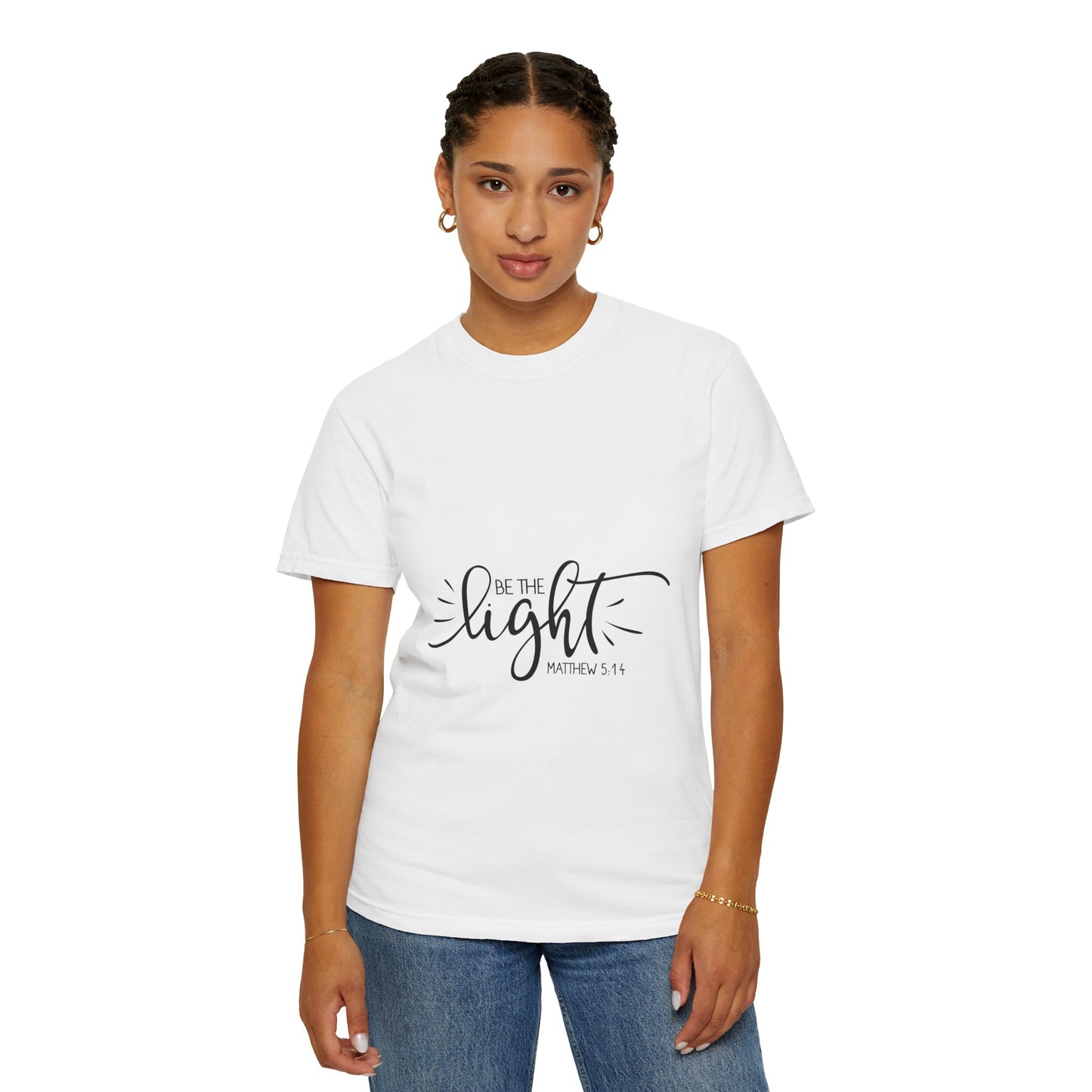 Inspirational Unisex Garment-Dyed T-Shirt - "Be the Light" Matthew 5:14