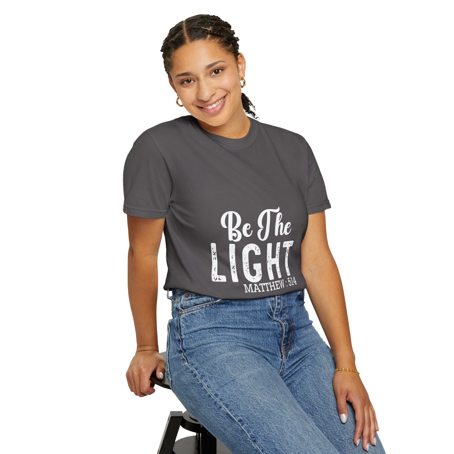 Be The Light Unisex Garment-Dyed T-Shirt - Inspirational Matthew 5:14 Tee