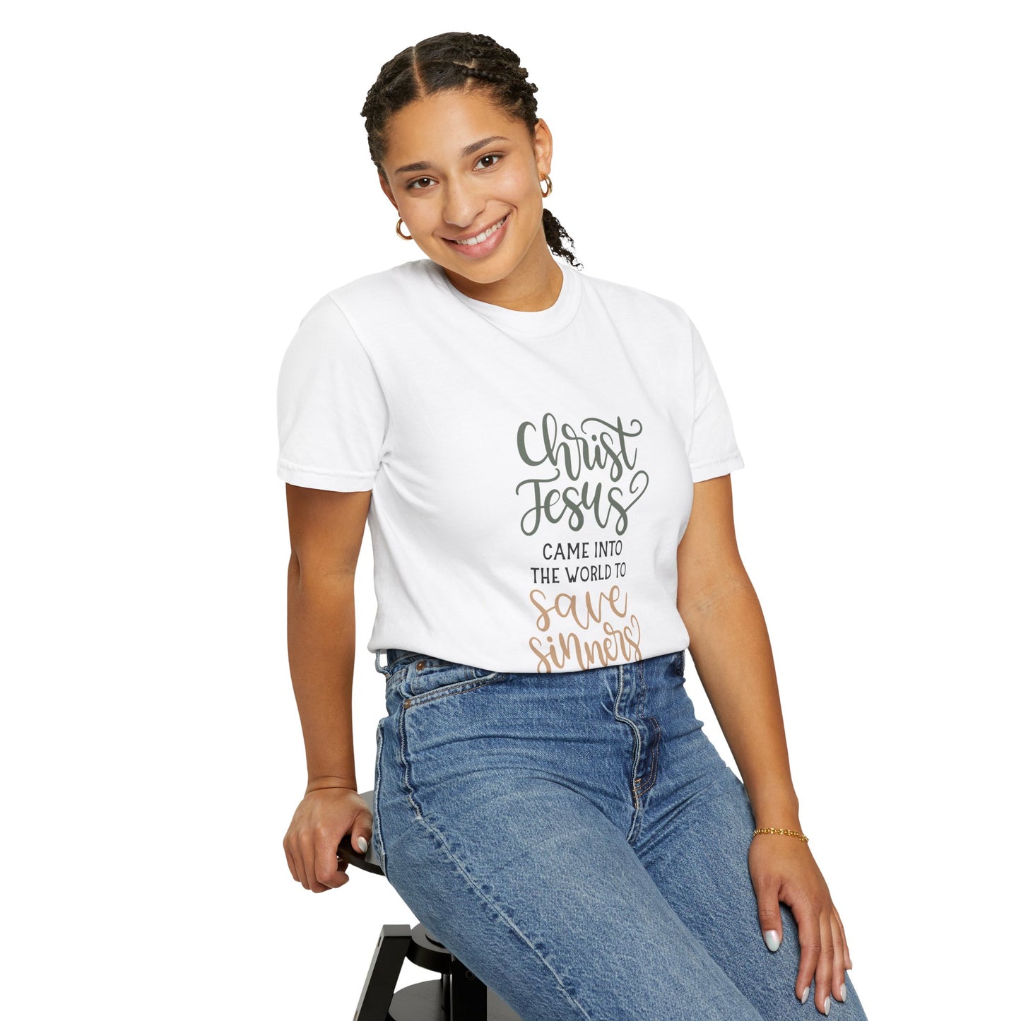 Unisex Garment-Dyed T-Shirt - Christ Jesus Saves Sinners - Faith-Based Apparel