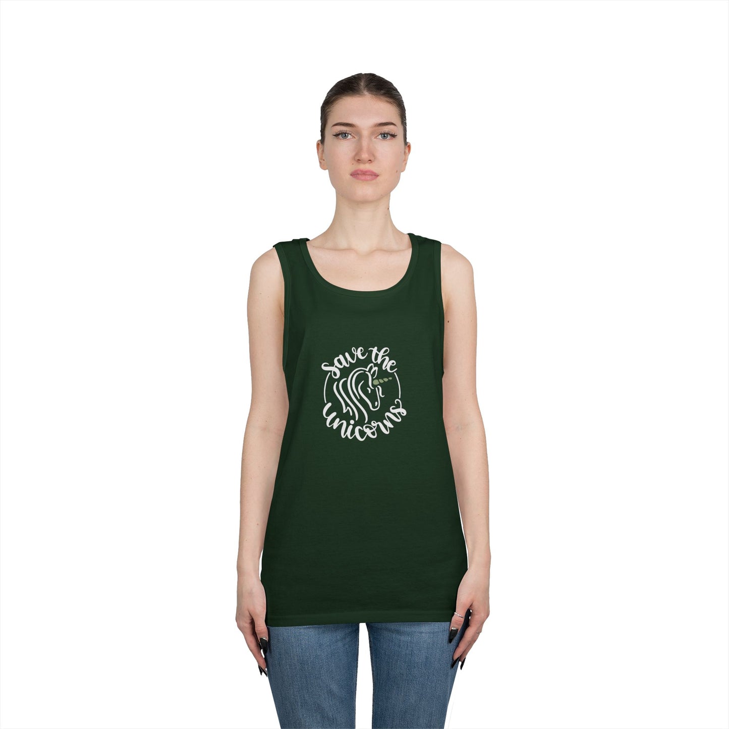 Save the Unicorn Unisex Heavy Cotton Tank Top - Perfect for Casual Summer Vibes