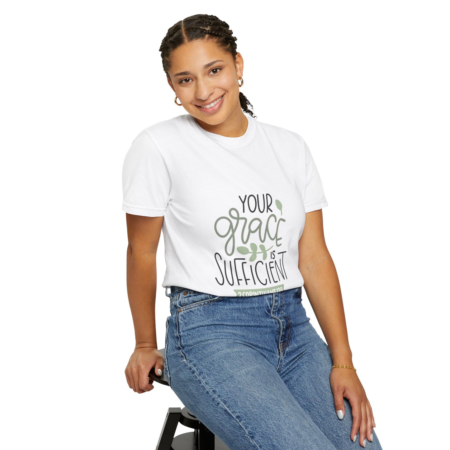 Inspirational Unisex Garment-Dyed T-Shirt - 'Your Grace is Sufficient'