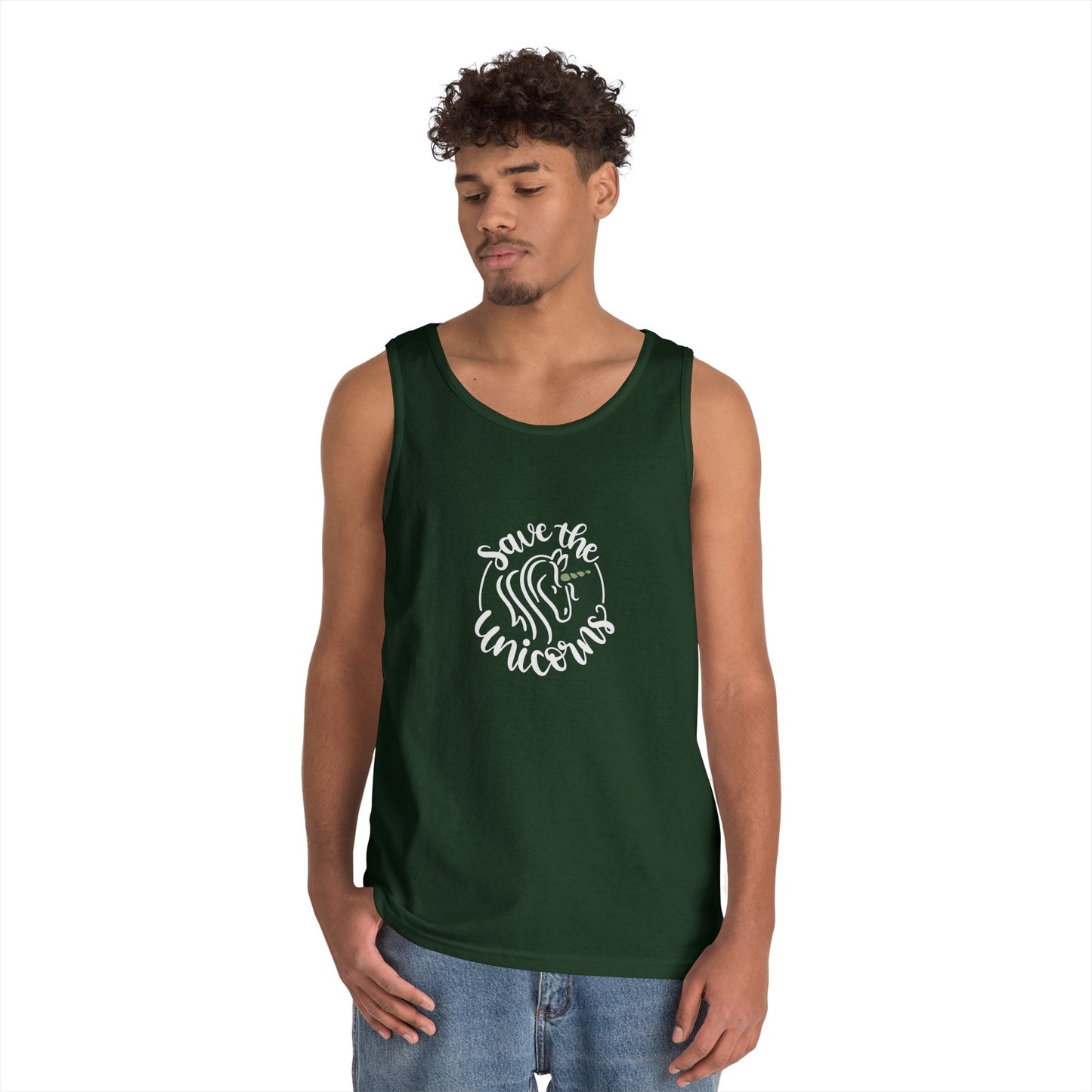 Save the Unicorn Unisex Heavy Cotton Tank Top - Perfect for Casual Summer Vibes