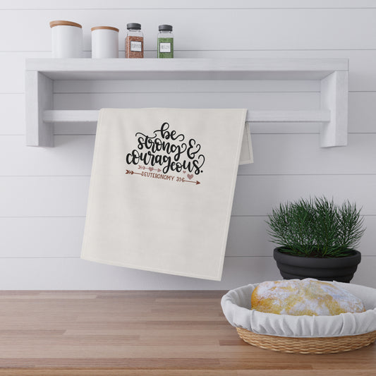 Inspirational Tea Towels - 'Be Strong & Courageous' - Kitchen Decor, Gift for Moms & Home Cooks - Christian Shirts and More