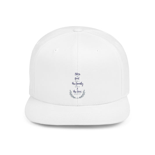 Bless Our Family Flat Bill Snapback Cap - Casual Statement Hat for Everyday Wear