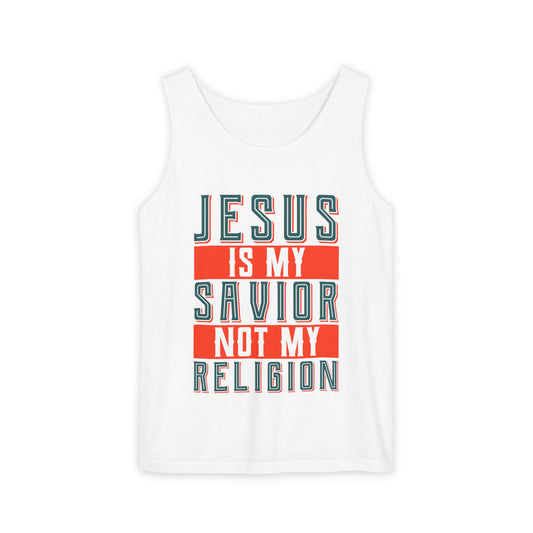 Unisex Inspirational Tank Top - 'Jesus Is My Savior, Not My Religion'