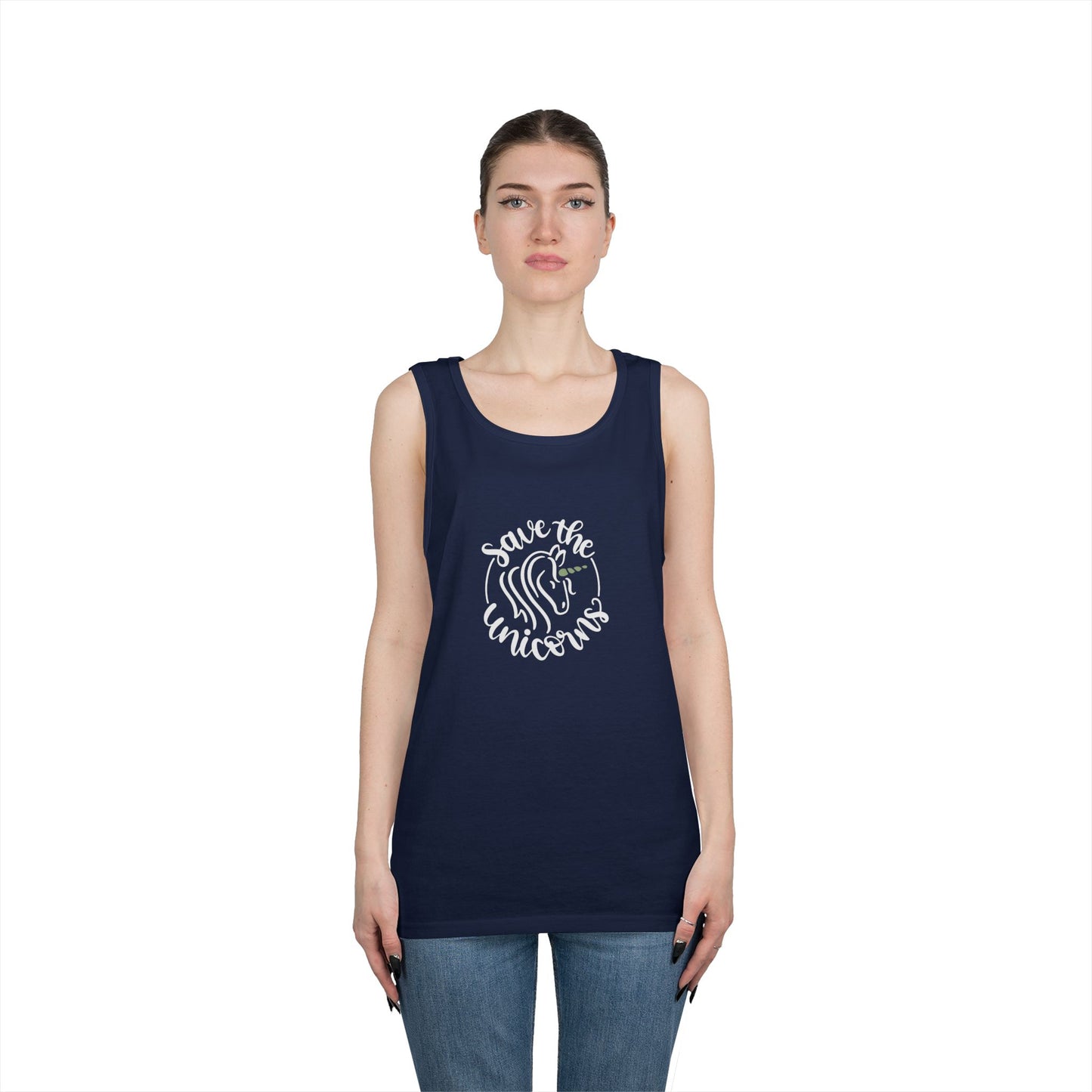 Save the Unicorn Unisex Heavy Cotton Tank Top - Perfect for Casual Summer Vibes