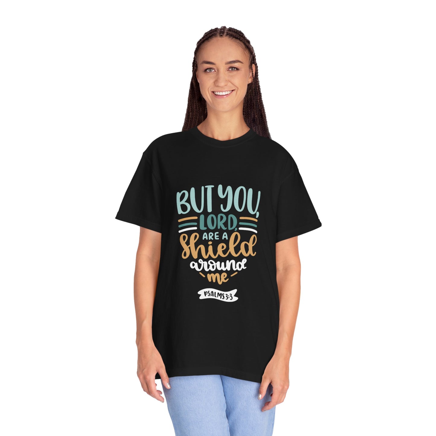 Inspirational Shield T-Shirt - Psalm 33 Design - Christian Shirts and More