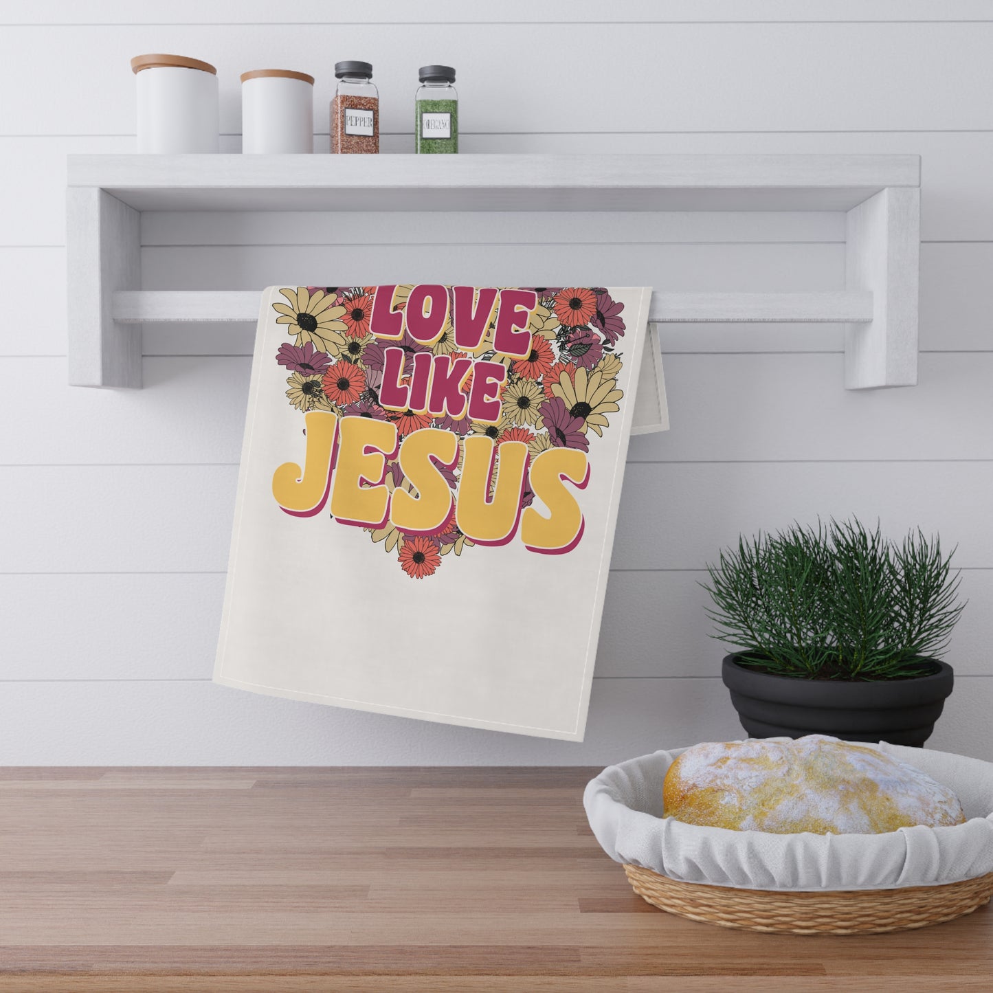 Inspirational Floral Tea Towels - "Love Like Jesus" Design