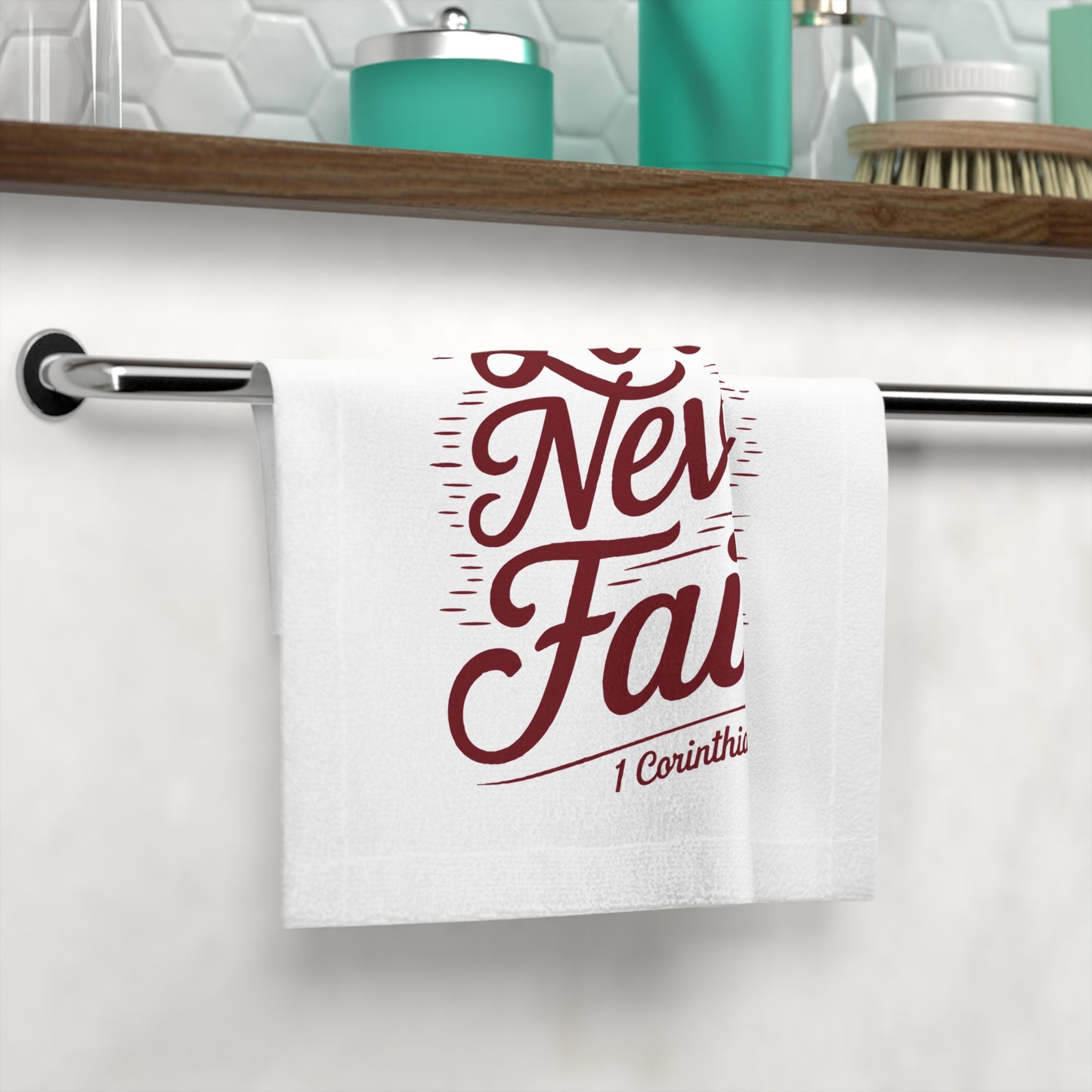 Inspirational Face Towel - 'Love Never Fails' - Perfect for Gifts and Home Decor