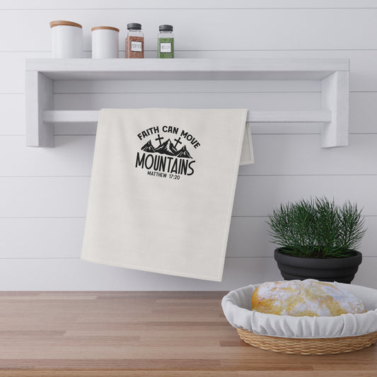 Inspirational Faith-Themed Tea Towels - 'Faith Can Move Mountains' - Christian Shirts and More