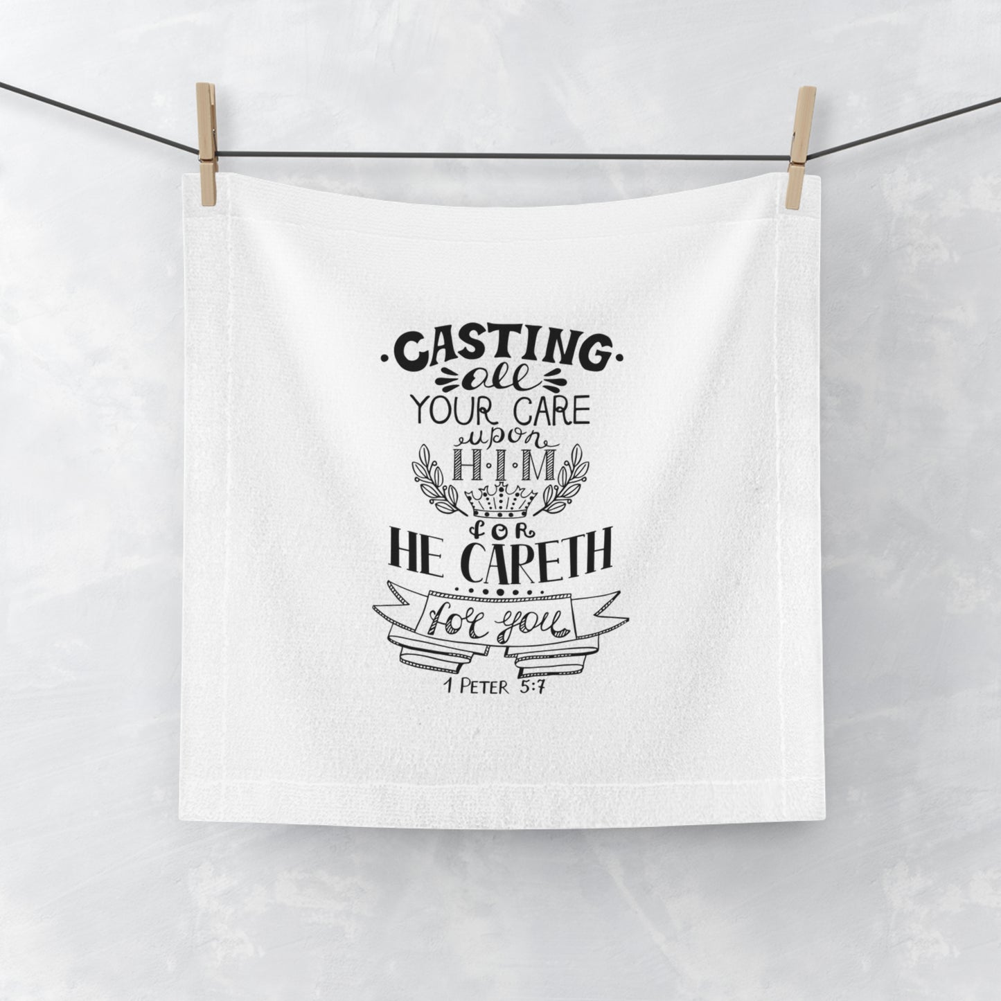 Inspirational Face Towel - 'Casting All Your Care Upon Him' - Perfect for Gifts and Home Decor