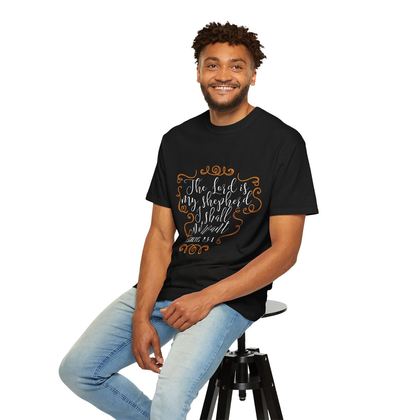 Inspirational Psalms 23:1 Unisex Garment-Dyed T-Shirt