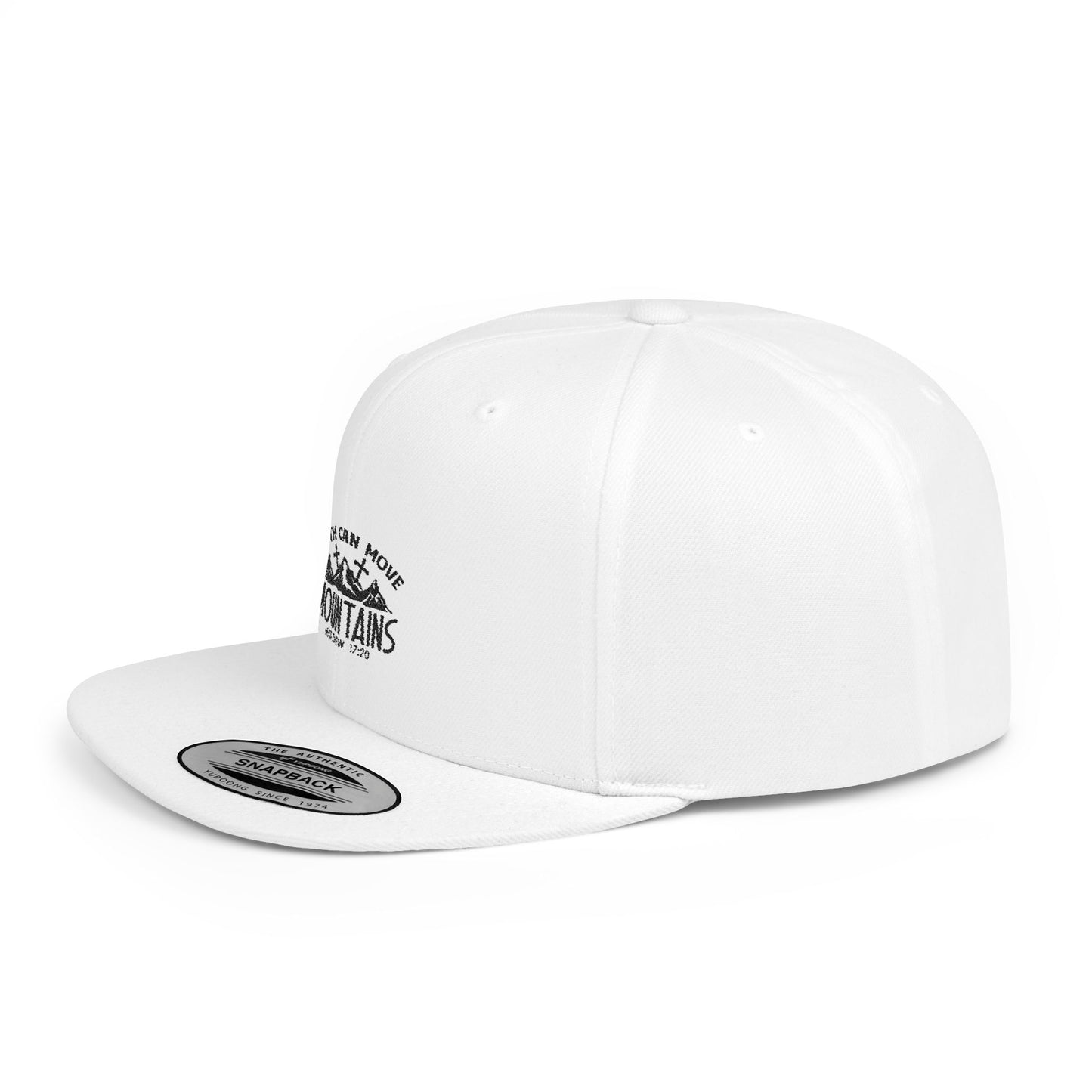 Inspirational Flat Bill Snapback Cap - 'Faith Can Move Mountains'