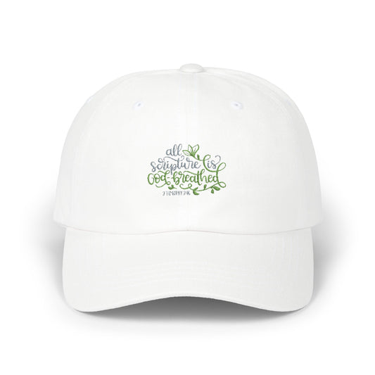 Inspirational Classic Dad Cap - "All Scripture is God-Breathed" Quote Hat - Christian Shirts and More