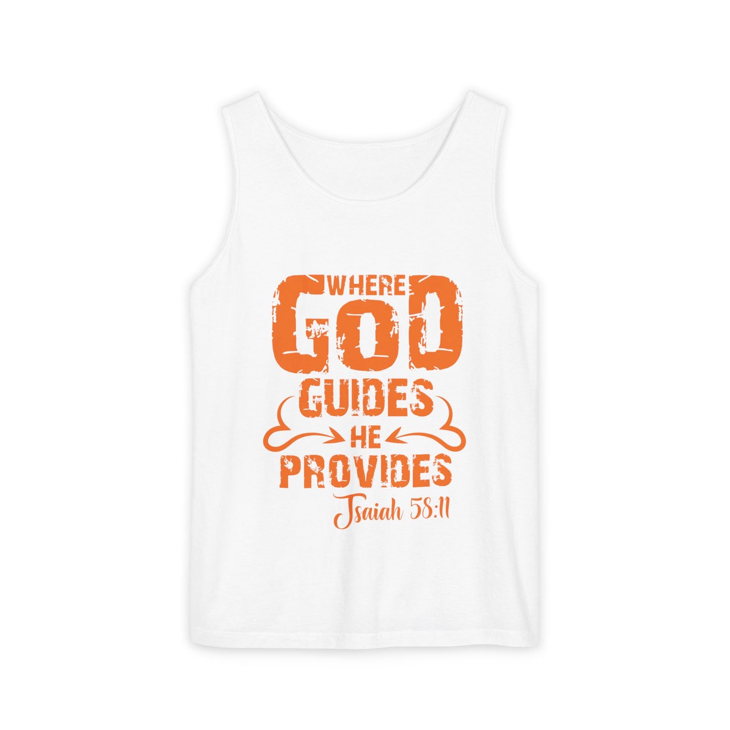 Inspirational Unisex Tank Top - 'Where God Guides, He Provides' - Biblical Quote for Faith & Motivation