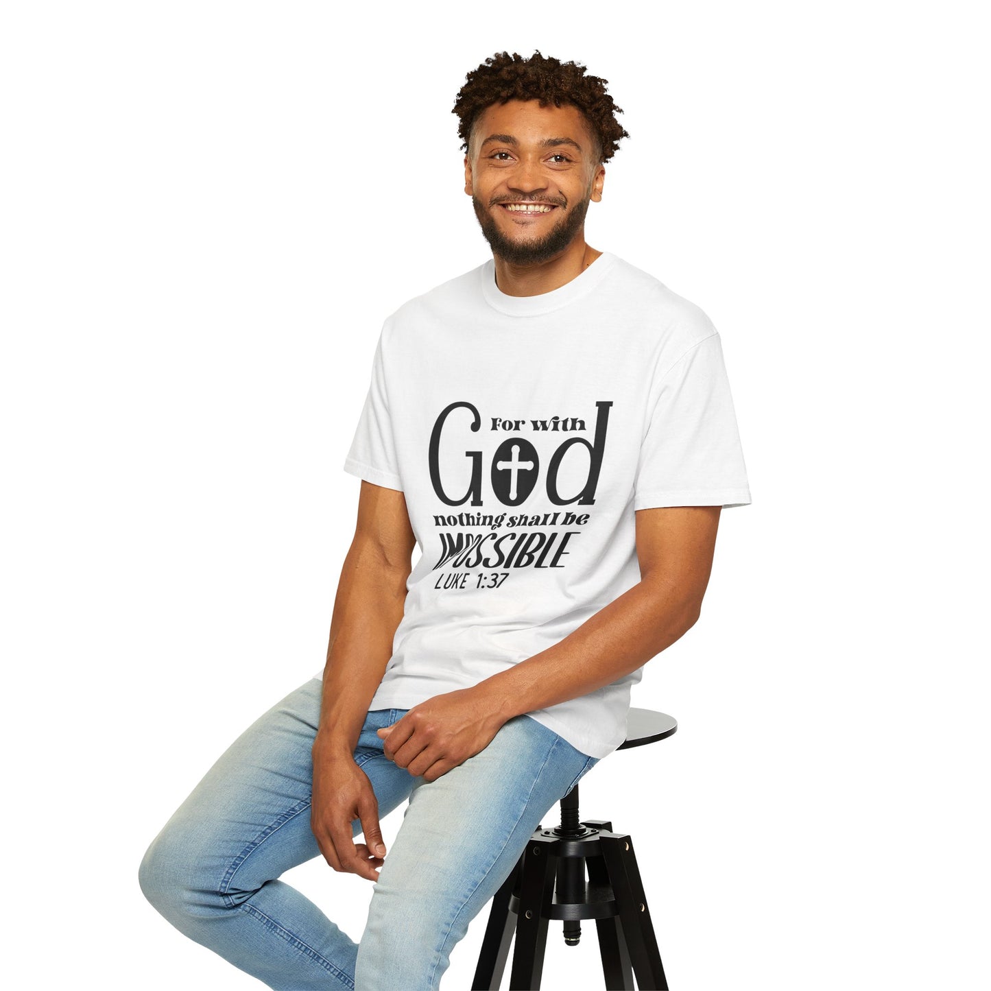 Inspirational Unisex T-Shirt - 'With God Nothing Shall Be Impossible'