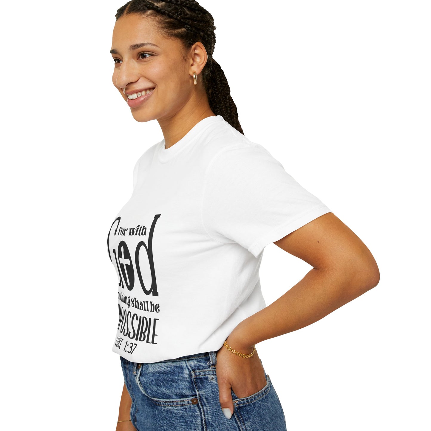 Inspirational Unisex T-Shirt - 'With God Nothing Shall Be Impossible'