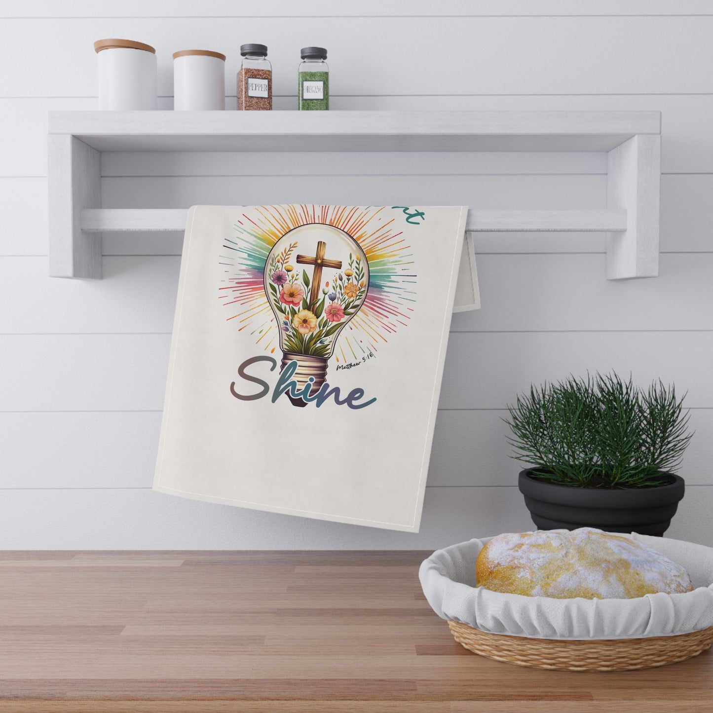 Inspirational Cotton Tea Towels – "Let Your Light Shine"