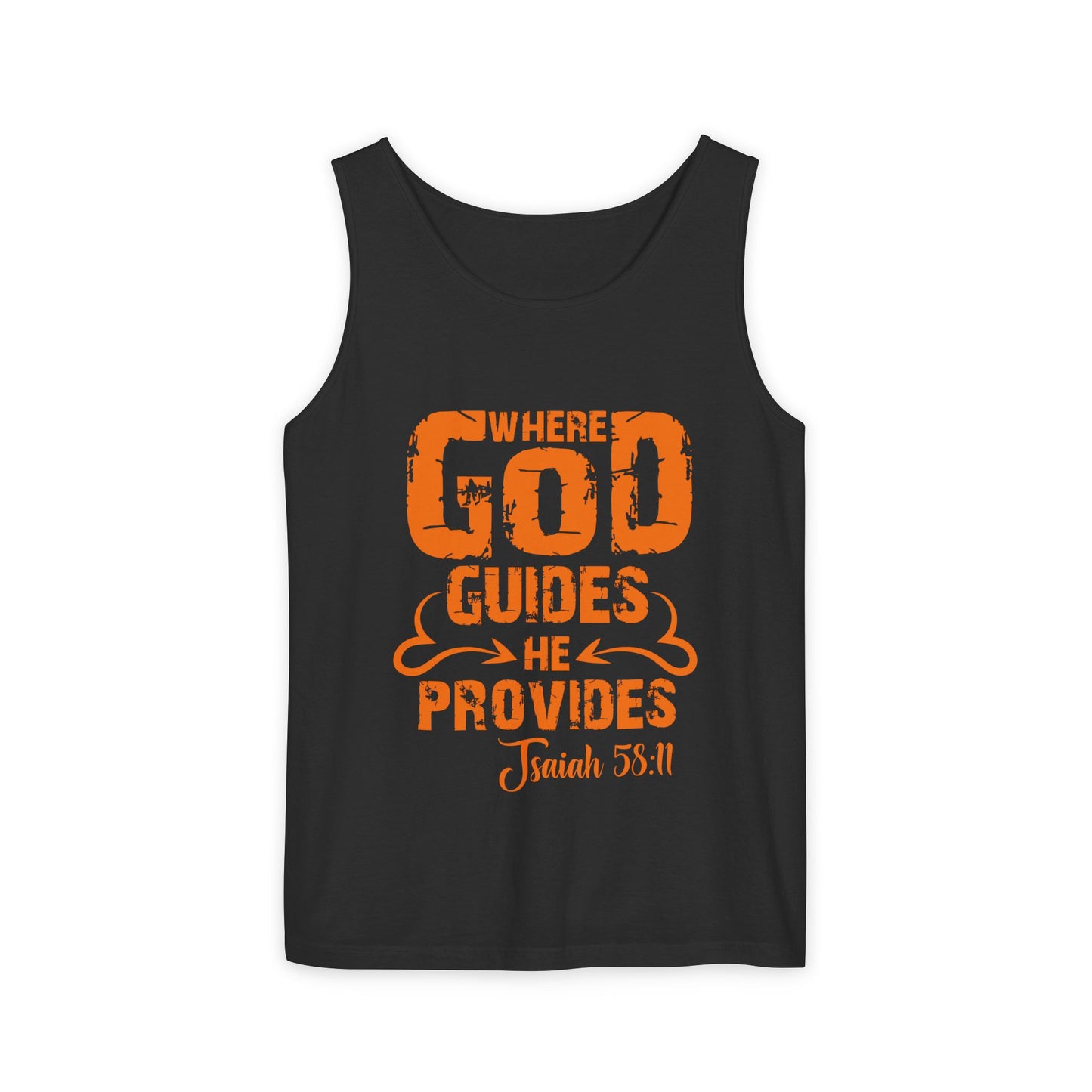 Inspirational Unisex Tank Top - 'Where God Guides, He Provides' - Biblical Quote for Faith & Motivation