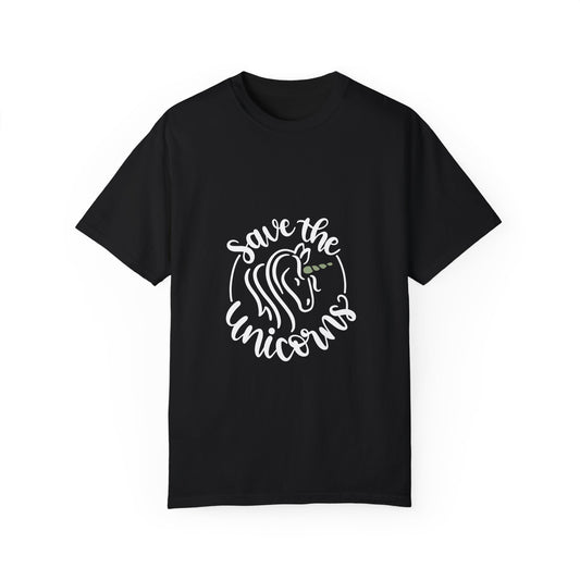 Save the Unicorns Unisex Garment-Dyed T-Shirt - Eco-Friendly Design for Animal Lovers - Christian Shirts and More