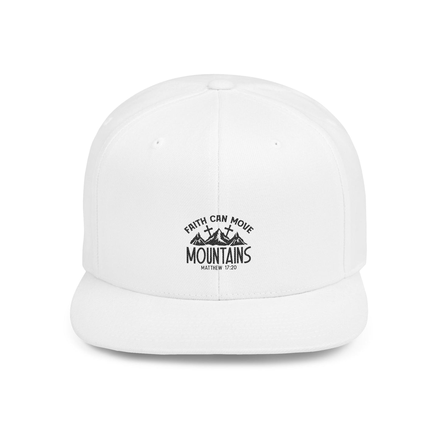 Inspirational Flat Bill Snapback Cap - 'Faith Can Move Mountains'