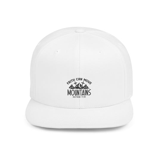 Inspirational Flat Bill Snapback Cap - 'Faith Can Move Mountains'