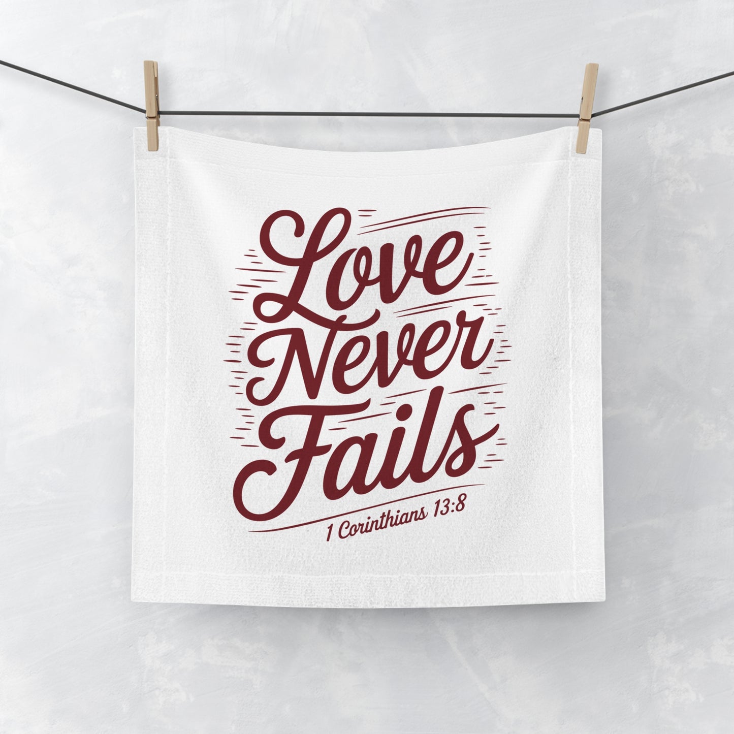 Inspirational Face Towel - 'Love Never Fails' - Perfect for Gifts and Home Decor