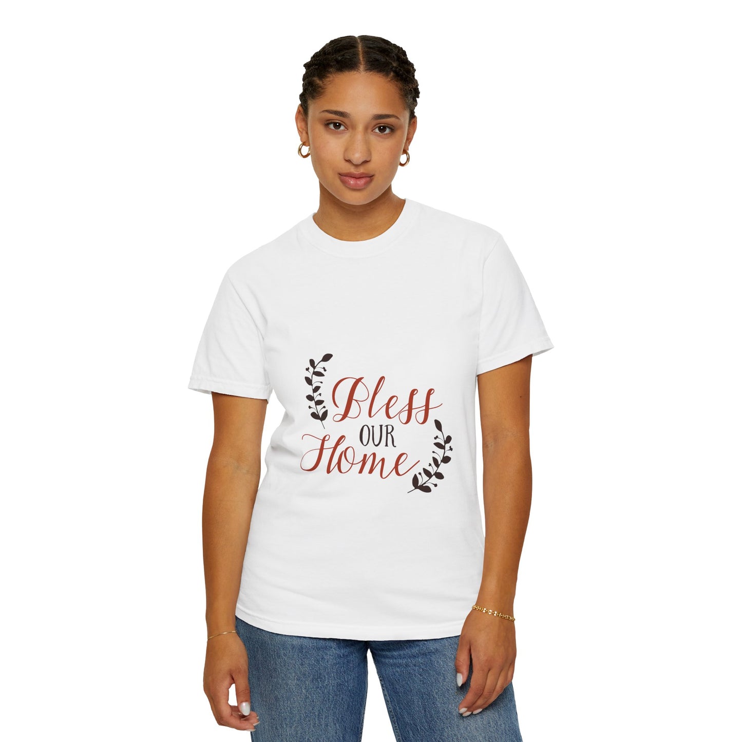 Bless Our Home Unisex Garment-Dyed T-Shirt | Perfect for Housewarming & Family Gatherings