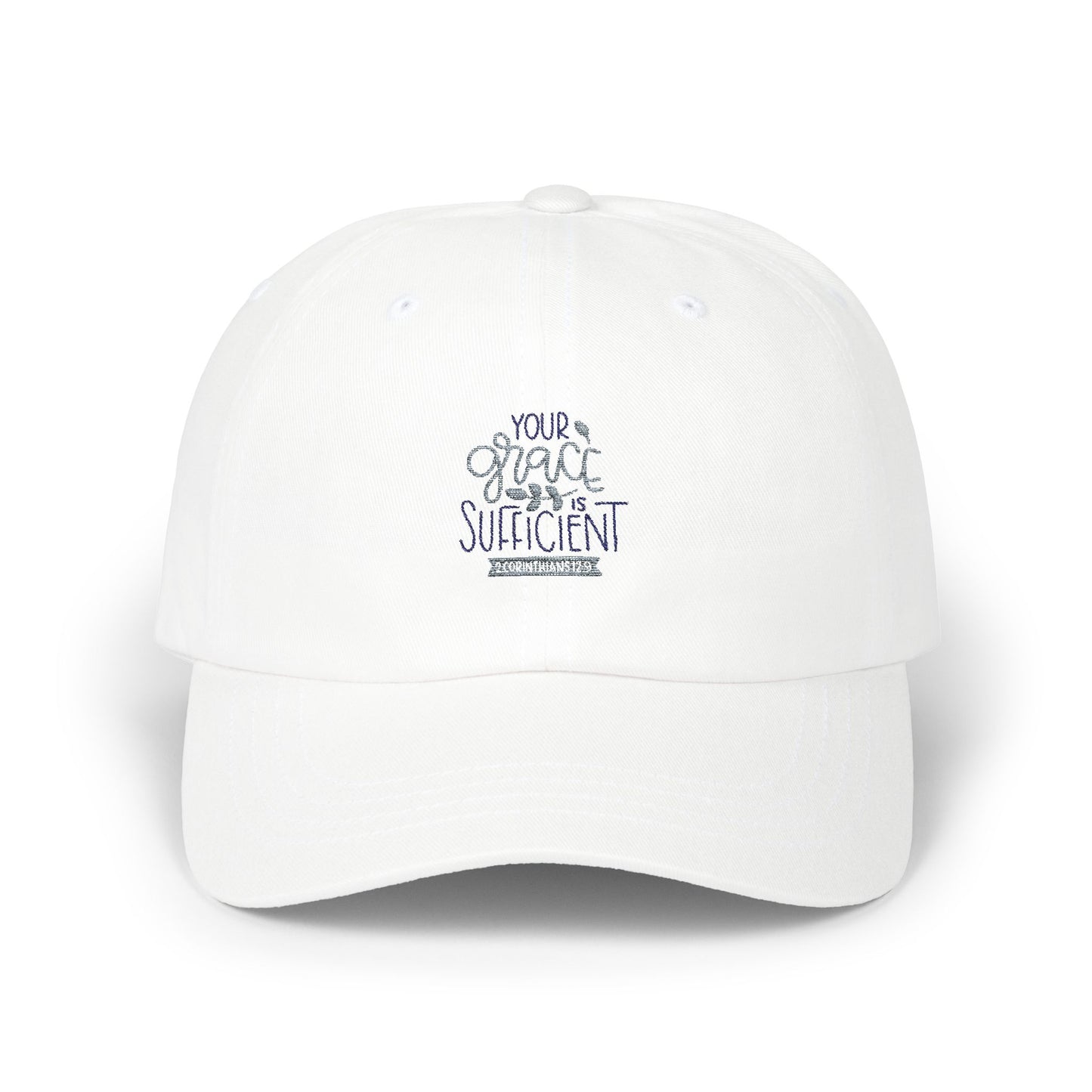 White Classic Dad Cap - 'Your Grace is Sufficient' Inspirational Hat