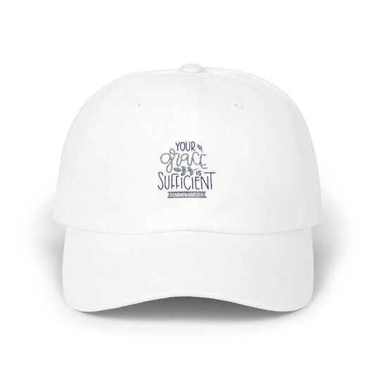 White Classic Dad Cap - 'Your Grace is Sufficient' Inspirational Hat