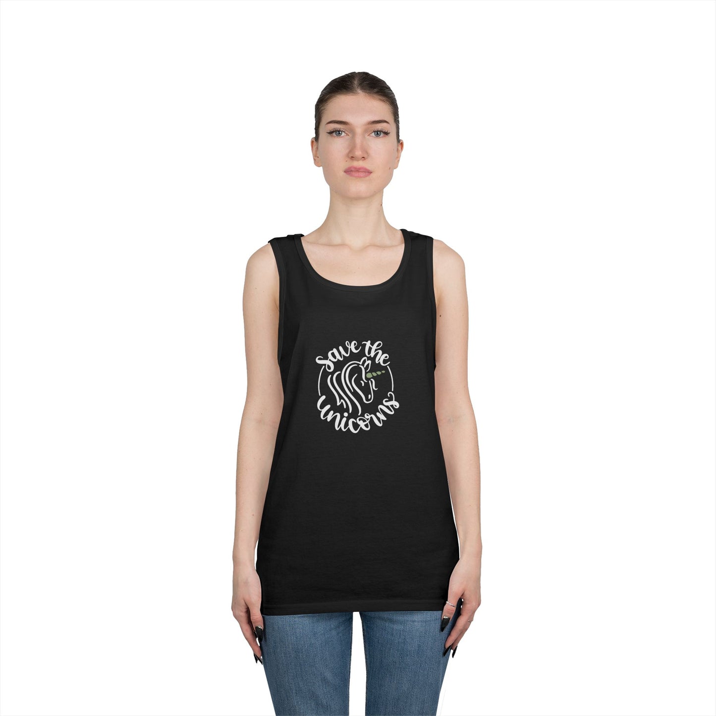 Save the Unicorn Unisex Heavy Cotton Tank Top - Perfect for Casual Summer Vibes