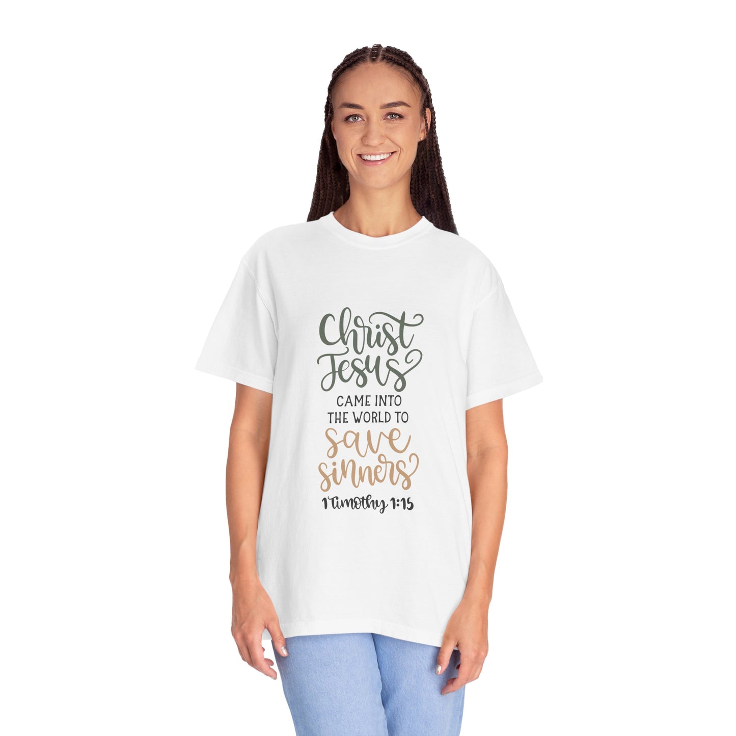 Unisex Garment-Dyed T-Shirt - Christ Jesus Saves Sinners - Faith-Based Apparel