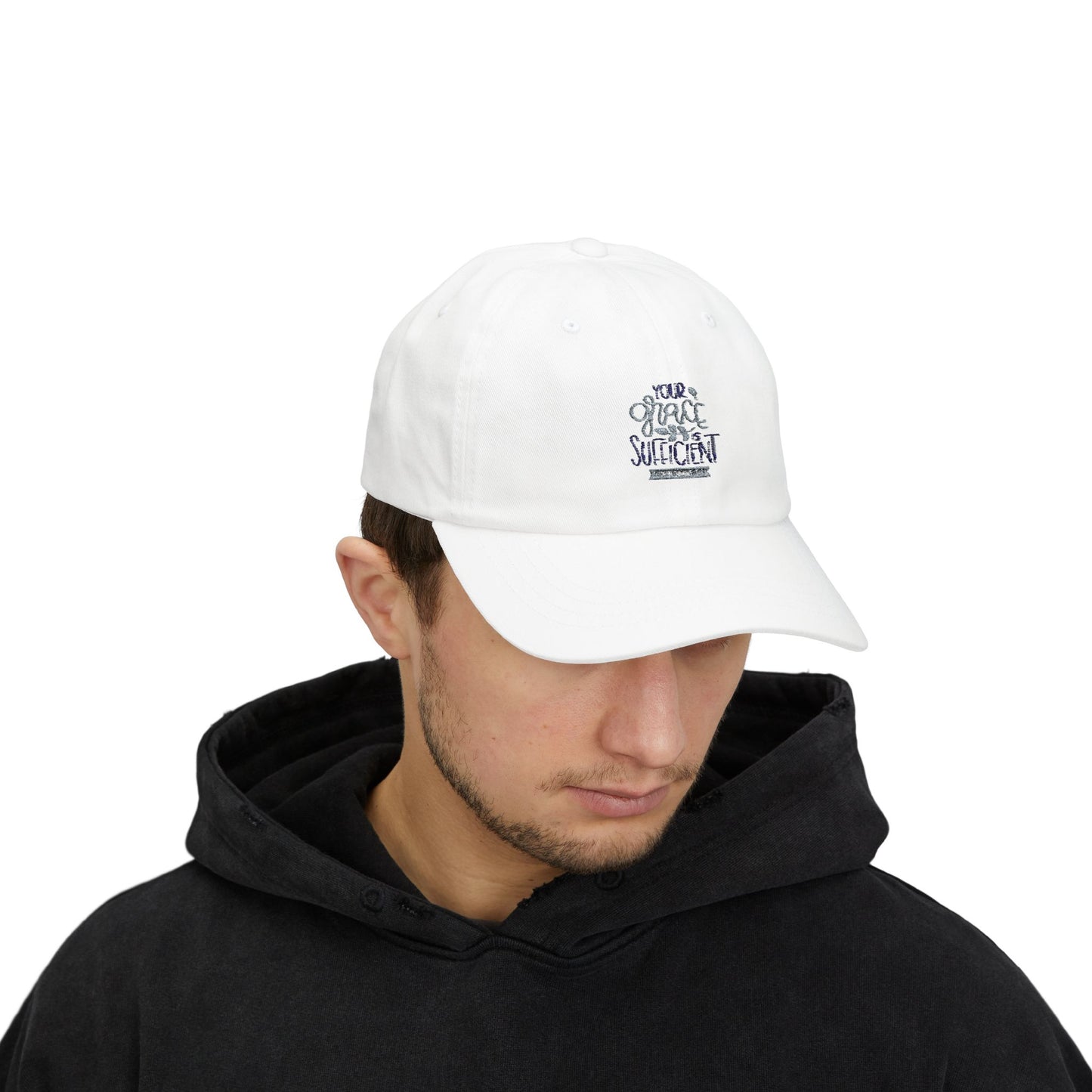 White Classic Dad Cap - 'Your Grace is Sufficient' Inspirational Hat