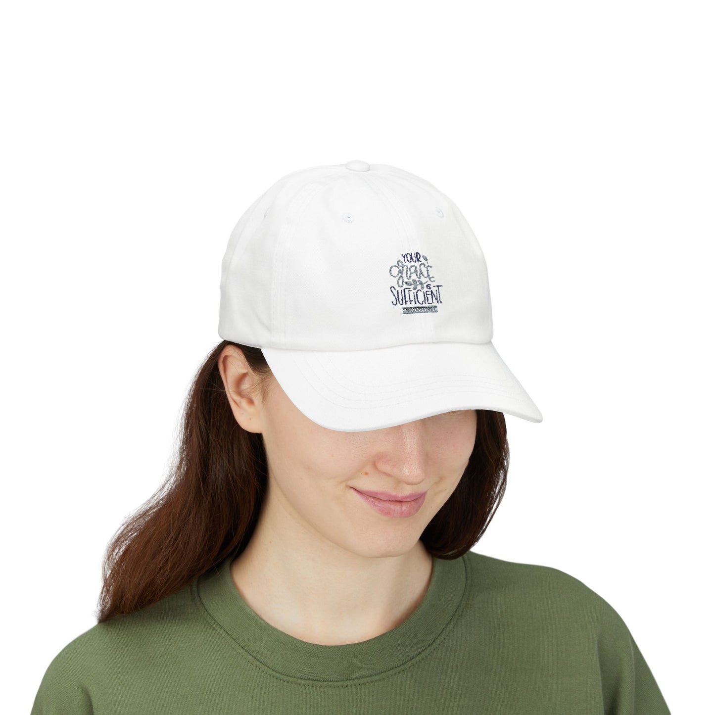 White Classic Dad Cap - 'Your Grace is Sufficient' Inspirational Hat