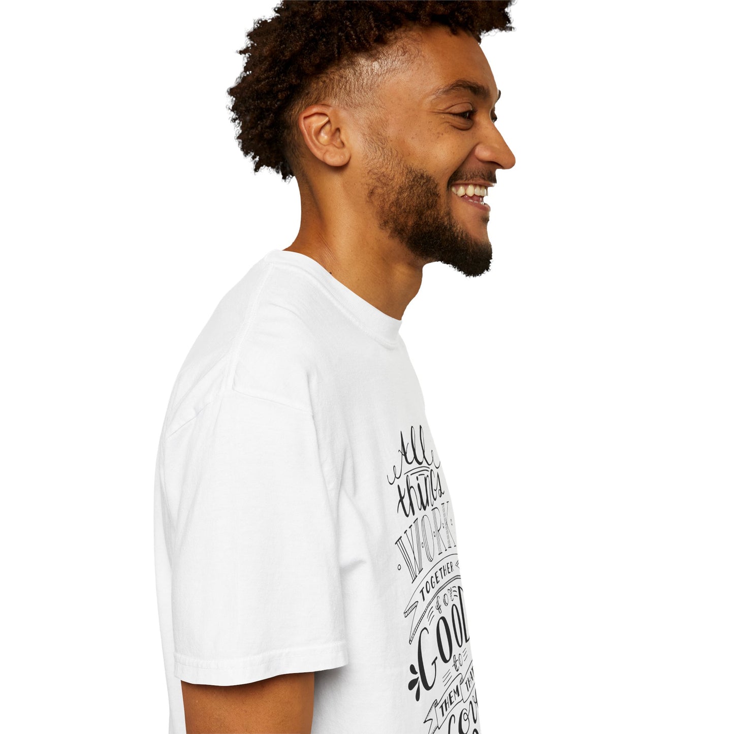Inspirational Unisex Garment-Dyed T-Shirt – "All Things Work Together for Good"