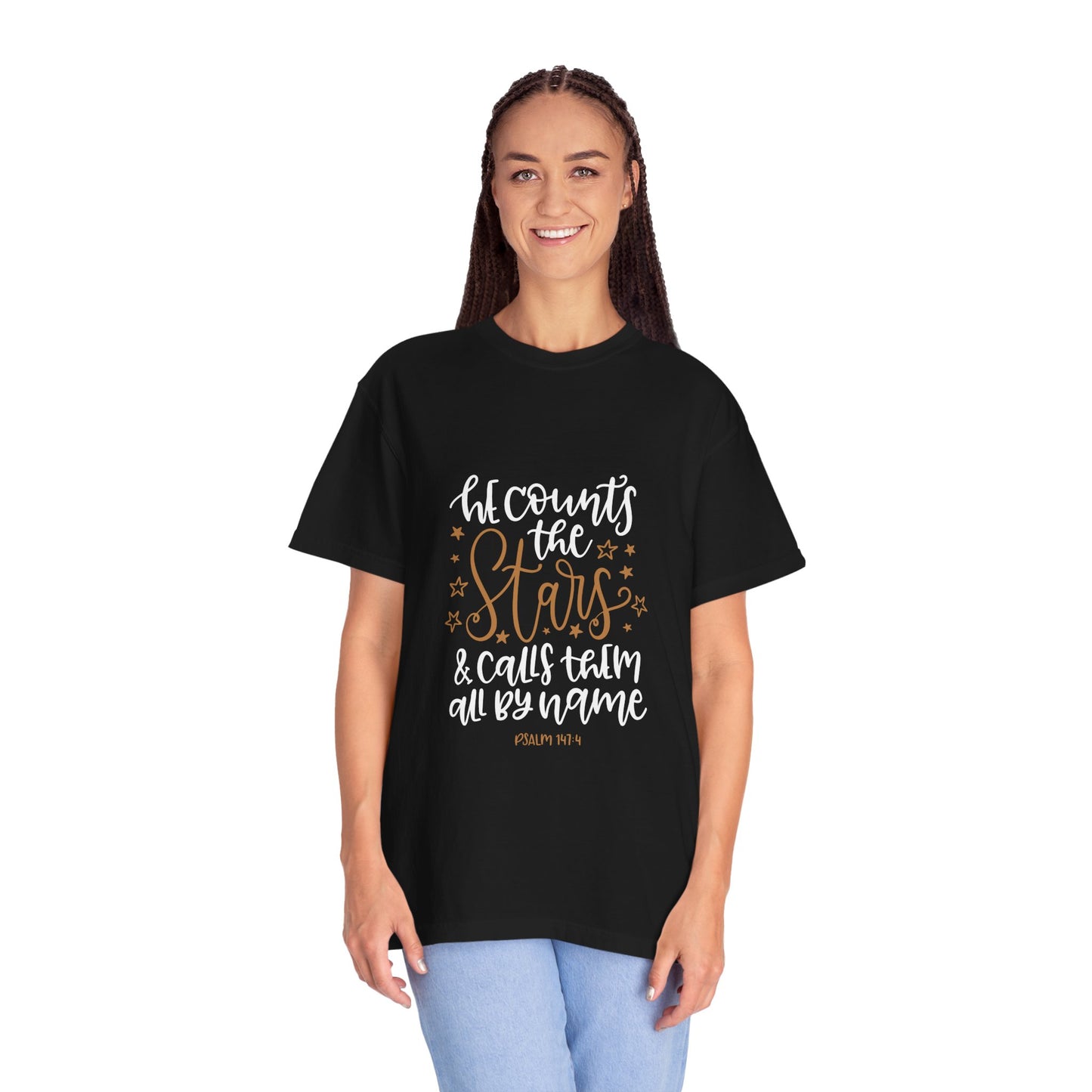 Inspirational Unisex T-Shirt - He Counts the Stars, Psalm 147:4