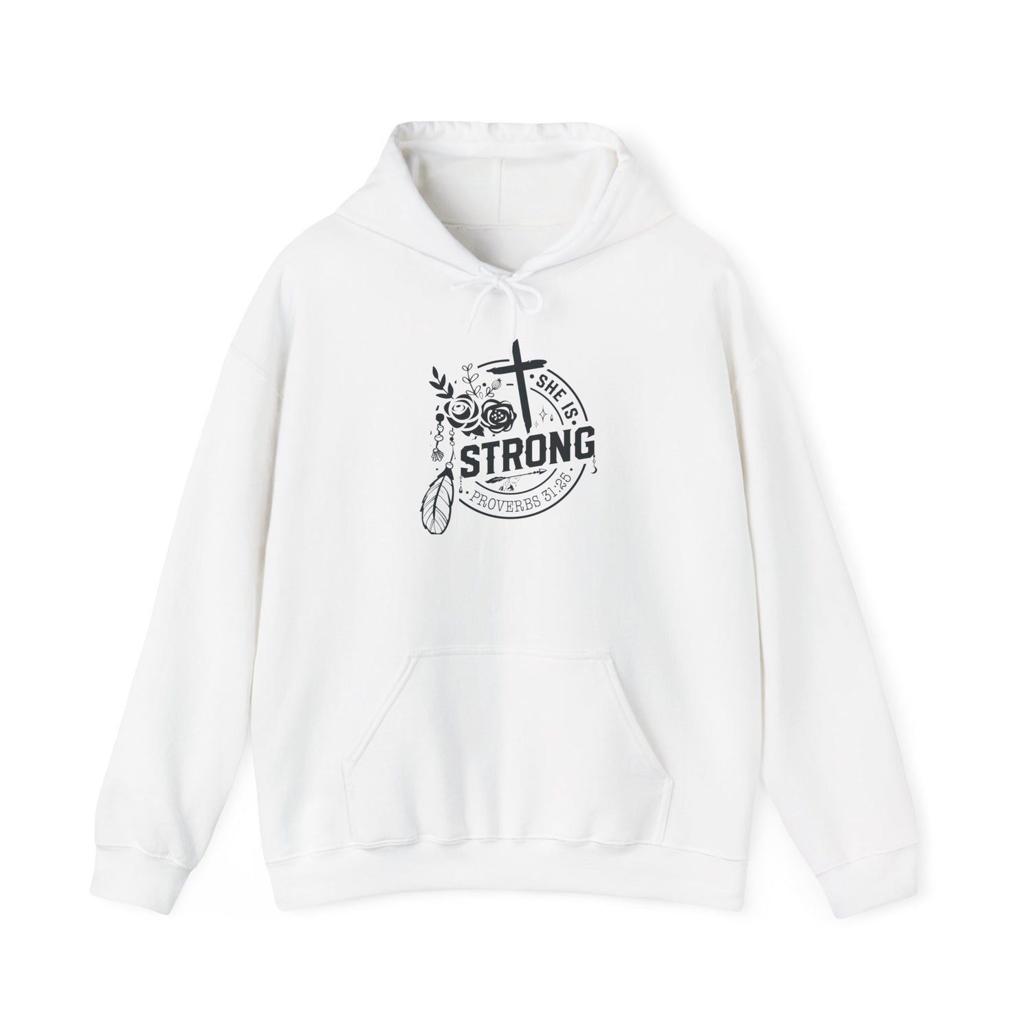 "She is Strong" Inspirational Unisex Heavy Blend™ Hooded Sweatshirt - Christian Shirts and More