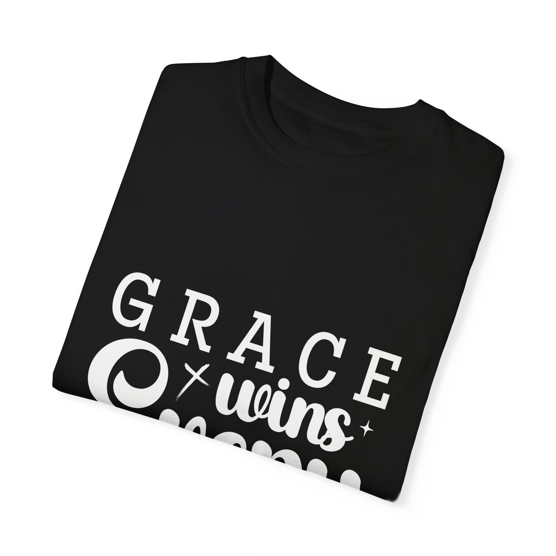 Inspirational Grace Wins T-Shirt - Unisex Garment-Dyed Tee - Christian Shirts and More