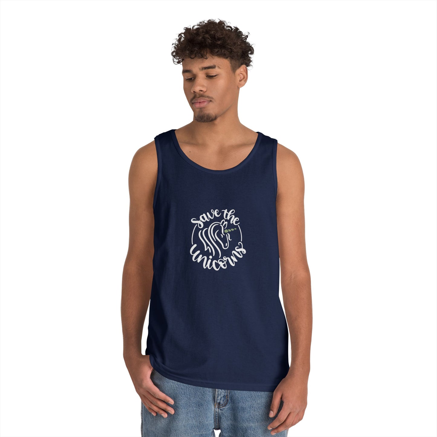 Save the Unicorn Unisex Heavy Cotton Tank Top - Perfect for Casual Summer Vibes