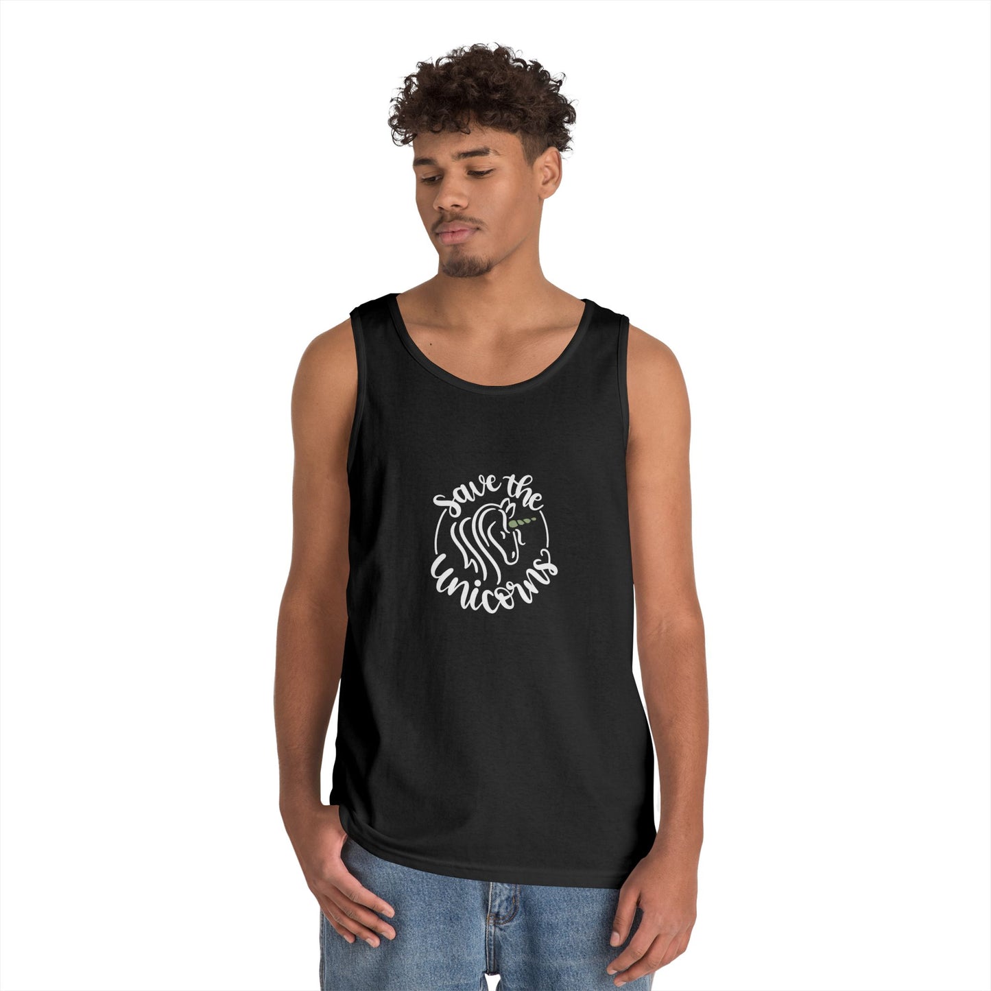 Save the Unicorn Unisex Heavy Cotton Tank Top - Perfect for Casual Summer Vibes
